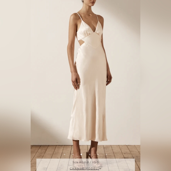 Shona Joy | La Lune Backless Midi | White Satin Dress | NWT - Picture 2 of 4